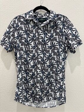 Rodd & Gunn LP6217 Gunmetal Linen Cotton Floral Shirt Men’s Large Sports Fit